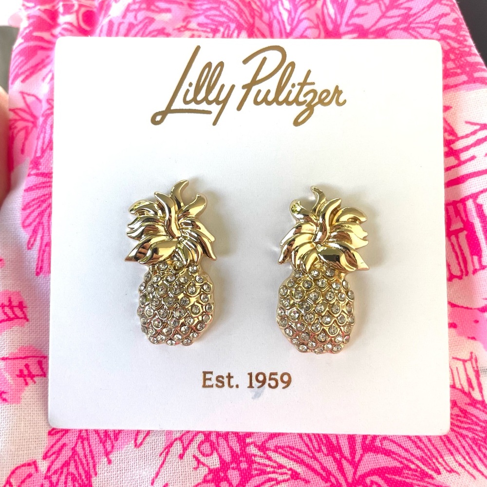 NWT Lilly Pulitzer Gold Pineapple Earrings